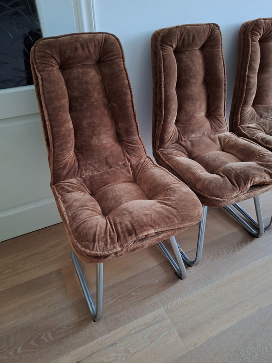 Image 1 of Four Seventees Chairs Teddy Brown original upholstery