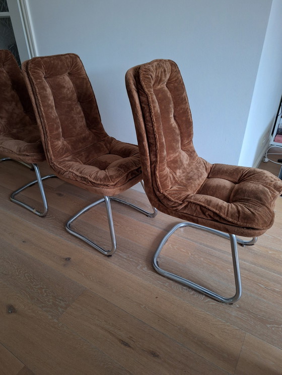 Image 1 of Four Seventees Chairs Teddy Brown original upholstery