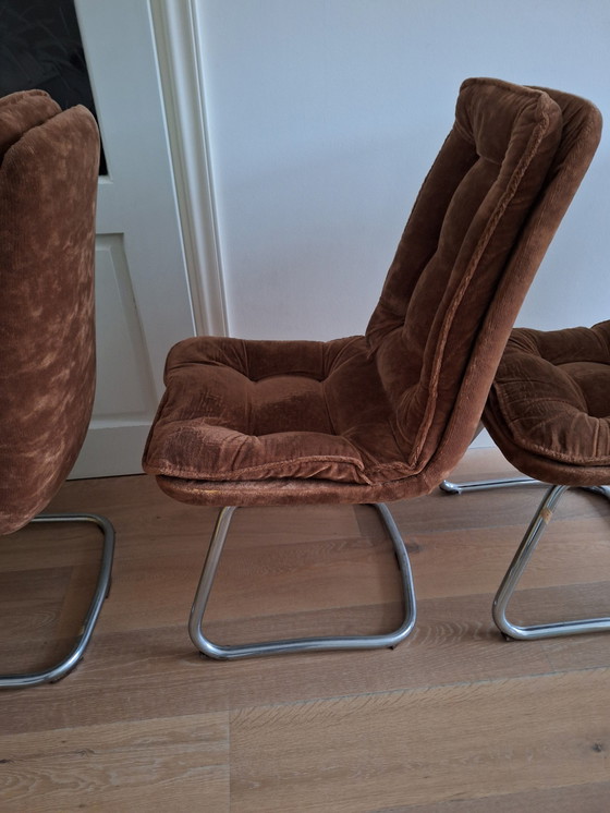 Image 1 of Four Seventees Chairs Teddy Brown original upholstery