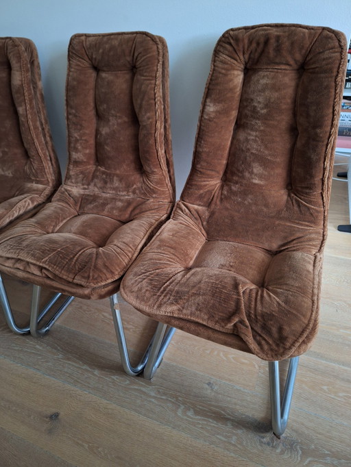 Four Seventees Chairs Teddy Brown original upholstery