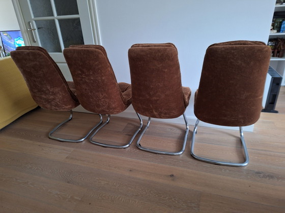 Image 1 of Four Seventees Chairs Teddy Brown original upholstery