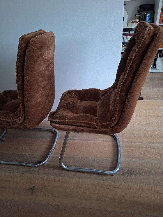 Image 1 of Four Seventees Chairs Teddy Brown original upholstery