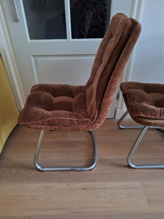 Image 1 of Four Seventees Chairs Teddy Brown original upholstery