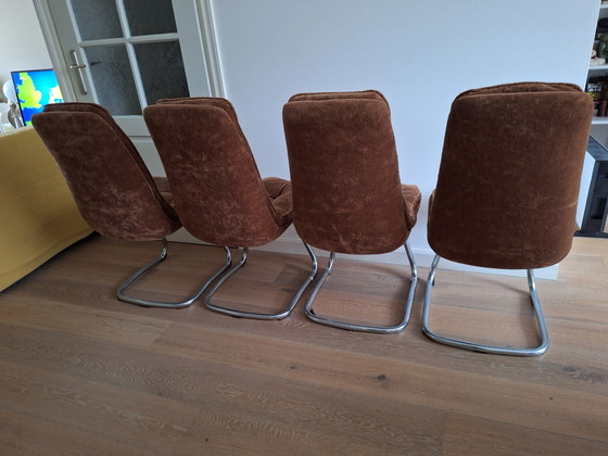 Image 1 of Four Seventees Chairs Teddy Brown original upholstery