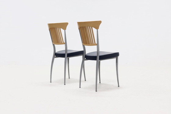 Image 1 of 2 x Post Modern Fasem Italy Dining Chairs 1990s