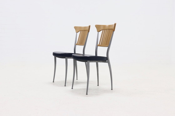 Image 1 of 2 x Post Modern Fasem Italy Dining Chairs 1990s