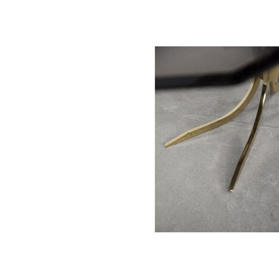 Image 1 of Tavolino da caffè vintage in ottone e vetro fumé scuro, 1970