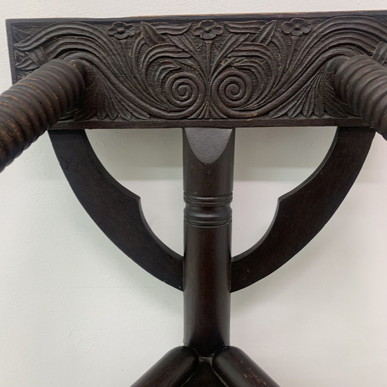 Image 1 of Swedish Munk Tripod Armchair In Solid Oak , 1960’S