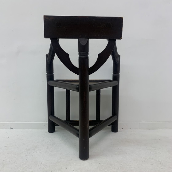 Image 1 of Swedish Munk Tripod Armchair In Solid Oak , 1960’S