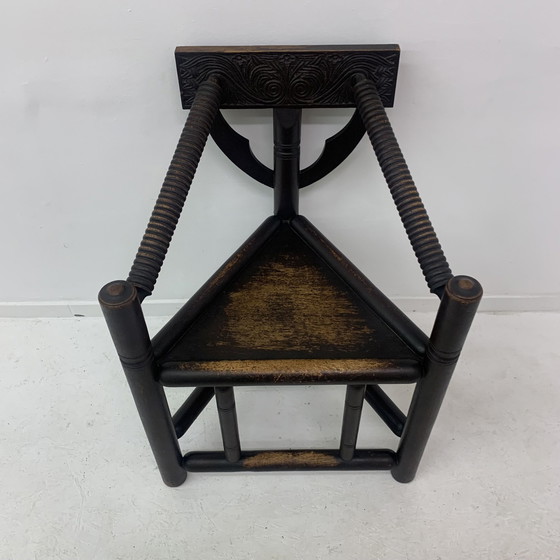Image 1 of Swedish Munk Tripod Armchair In Solid Oak , 1960’S