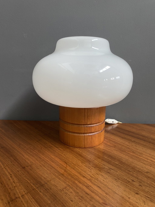 White Opaline Glass Table Lamp By Uluv 1960S