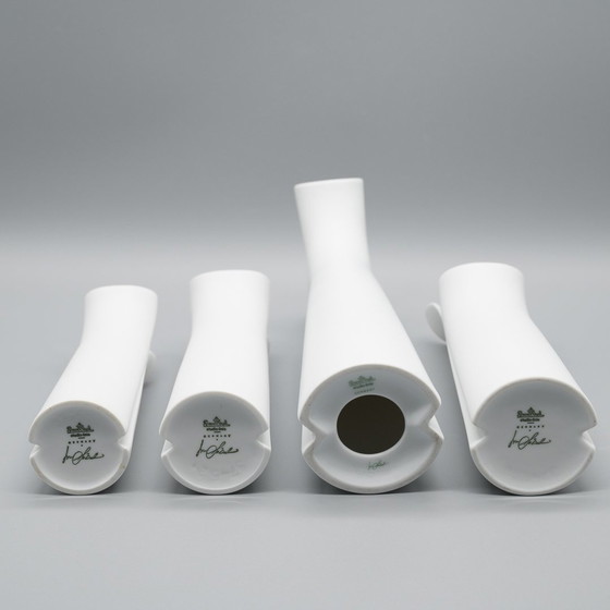 Image 1 of Lino Sabattini Vase Trio + Candleholder Rosenthal Bisque Porcelain Minimalist