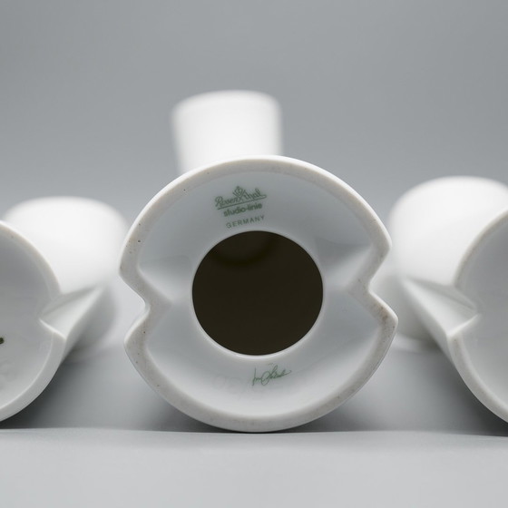 Image 1 of Lino Sabattini Vase Trio + Candleholder Rosenthal Bisque Porcelain Minimalist