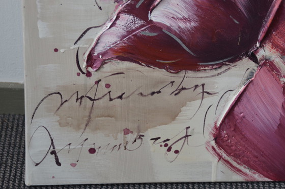 Image 1 of Dipinto ad olio con caratteri cinesi  