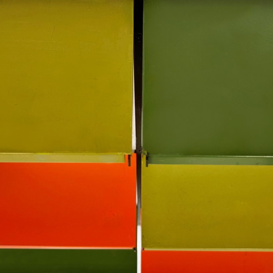 Image 1 of Mid - Century Tomado wall system metal orange green yellow 1950's