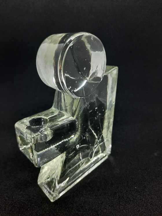 Image 1 of Pressed Glass Ice Block Glass Candlestick Angel Design Klaus Breit For Wiesenthal Glashutte