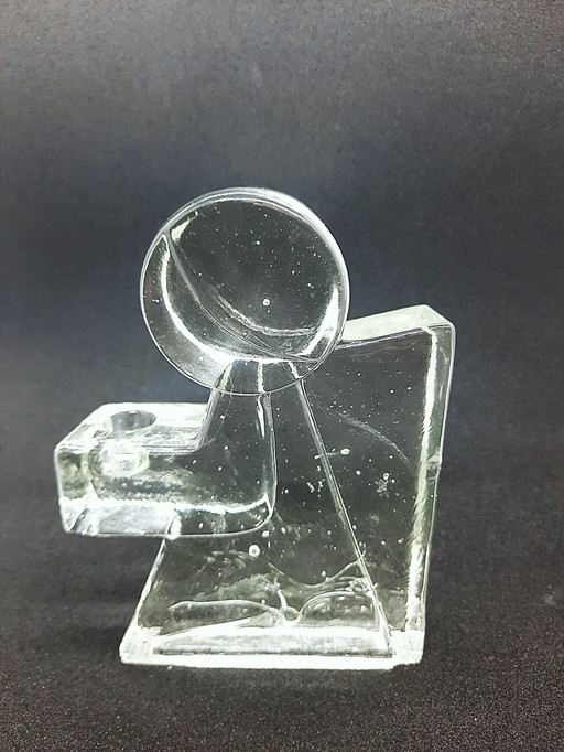 Pressed Glass Ice Block Glass Candlestick Angel Design Klaus Breit For Wiesenthal Glashutte