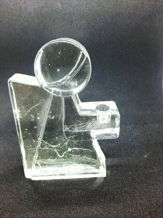 Image 1 of Pressed Glass Ice Block Glass Candlestick Angel Design Klaus Breit For Wiesenthal Glashutte