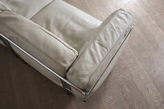 Image 1 of Cassina Lc3 Sofa By Le Corbusier In Off White Leather, Italy 1980S