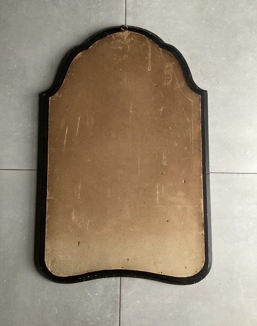 Antique Venetian Mirror With Etched Flowers Faceted Edges Wooden Frame