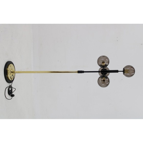 Image 1 of Vintage brass and glass floor lamp, 1980s