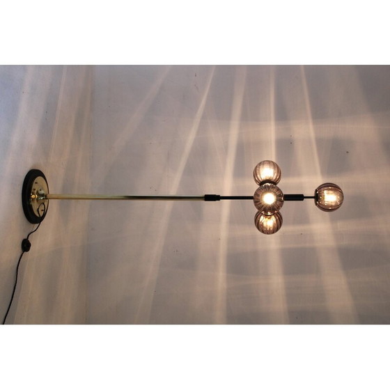 Image 1 of Vintage brass and glass floor lamp, 1980s