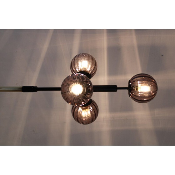 Image 1 of Vintage brass and glass floor lamp, 1980s