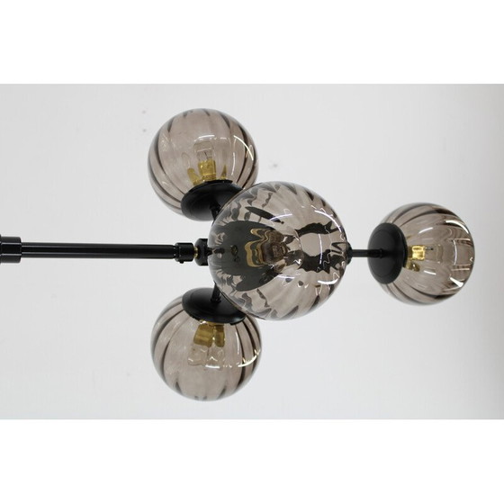 Image 1 of Vintage brass and glass floor lamp, 1980s