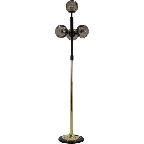 Image 1 of Vintage brass and glass floor lamp, 1980s