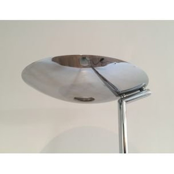 Image 1 of French vintage silver plated steel floor lamp, 1970-1980