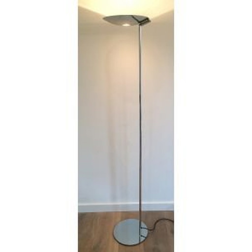 French vintage silver plated steel floor lamp, 1970-1980