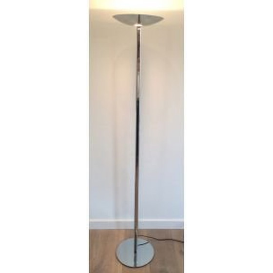 Image 1 of French vintage silver plated steel floor lamp, 1970-1980