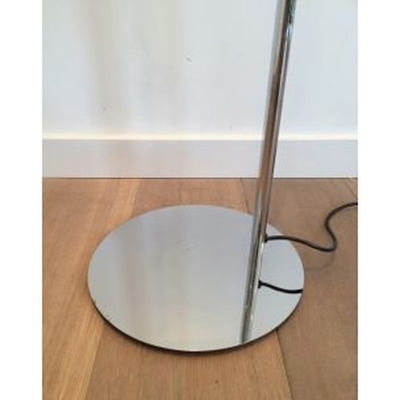Image 1 of French vintage silver plated steel floor lamp, 1970-1980