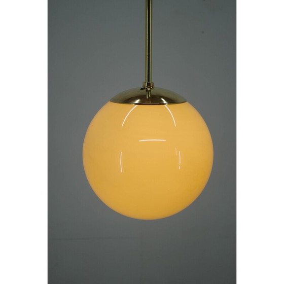 Image 1 of Vintage Bauhaus pendant lamp in brass and blown glass, 1930