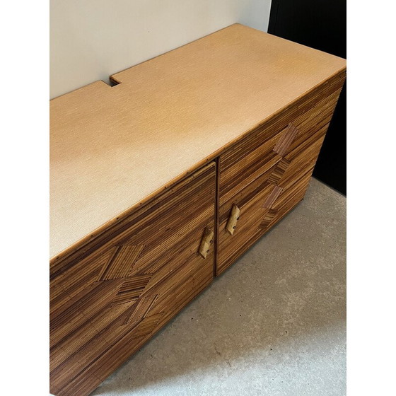Image 1 of Vintage highboard in rattan marquetry