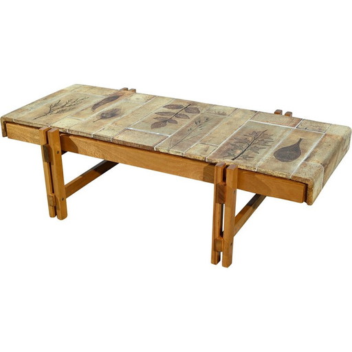 Vintage coffee table in Vallauris sandstone by Roger Capron, 1960