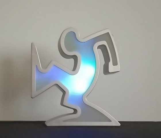 Image 1 of Keith Haring La Linea Lamp Osvaldo Cavandoli Silver In Original Packaging