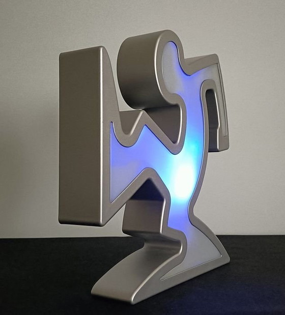 Image 1 of Keith Haring La Linea Lamp Osvaldo Cavandoli Silver In Original Packaging