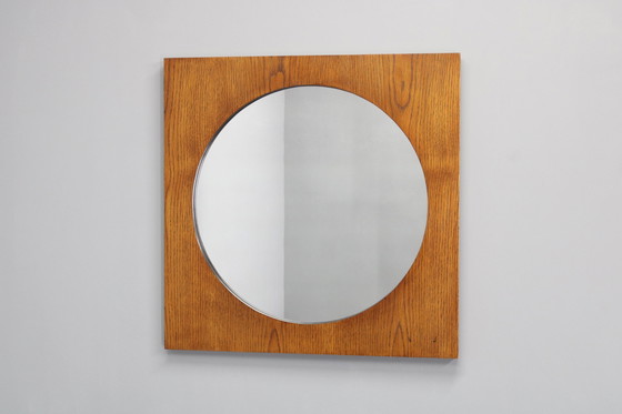 Image 1 of 1970S Pair Of Oak Large Square Mirrors,Czechoslovakia