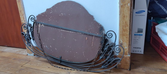 Image 1 of Art Deco Mirror Wrought Iron With Beautiful Patina