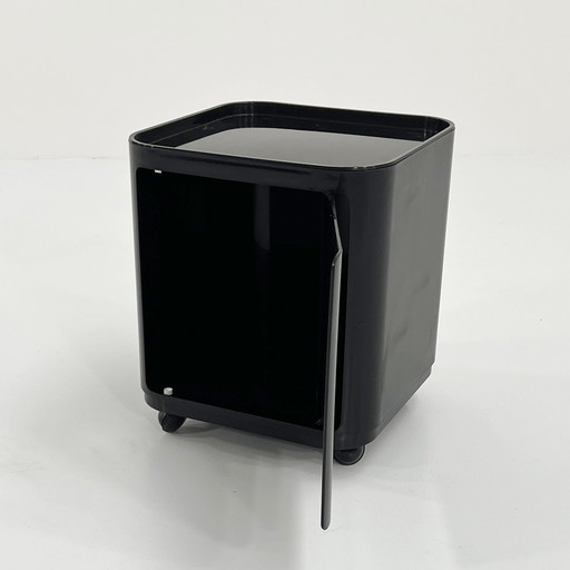 Black Componibili Storage Unit On Wheels By Anna Castelli For Kartell, 1970S