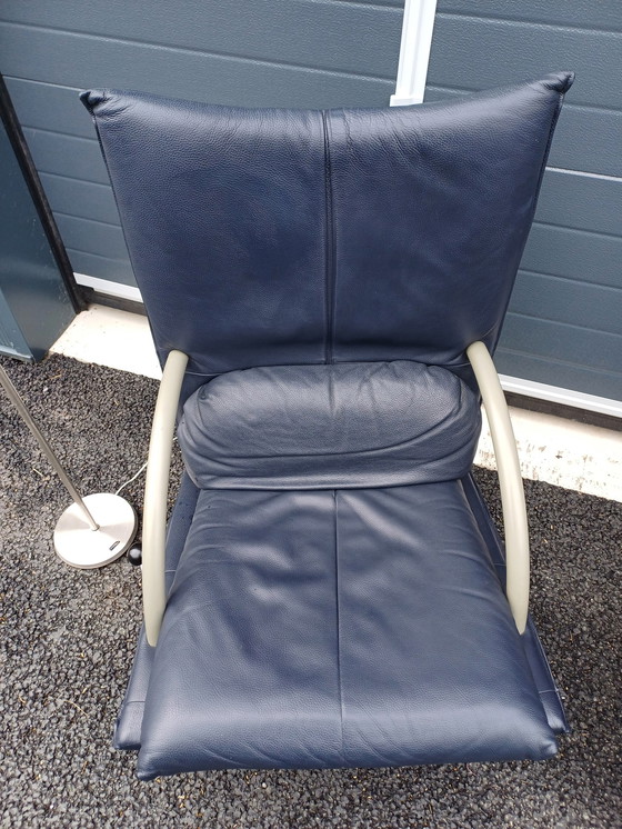 Image 1 of 2x Rolf Benz Torino Model 418 Dark Blue and ottoman