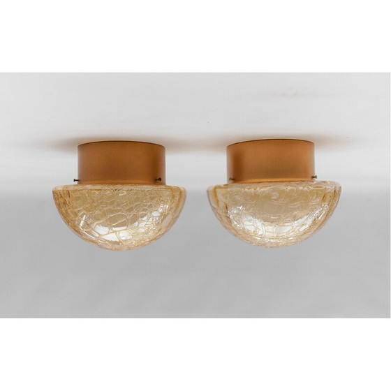 Image 1 of Pair of vintage gold and amber mushroom-shaped wall lamp, 1960