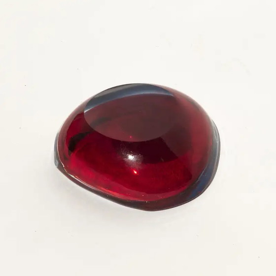 Image 1 of VIntage driehoekig massief Italiaans ''Sommerso'' Muranoglas, Flavio Poli stijl