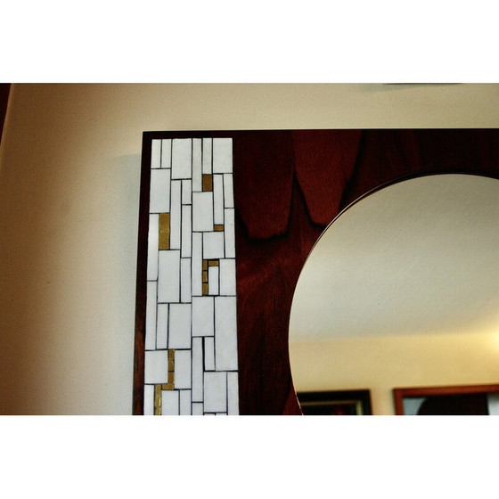 Image 1 of Vintage rosewood and ceramic mirror by Berthold Muller
