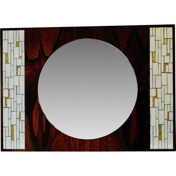 Image 1 of Vintage rosewood and ceramic mirror by Berthold Muller