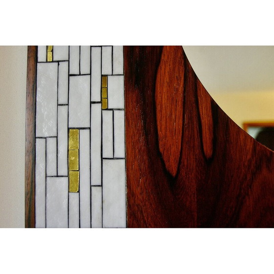 Image 1 of Vintage rosewood and ceramic mirror by Berthold Muller