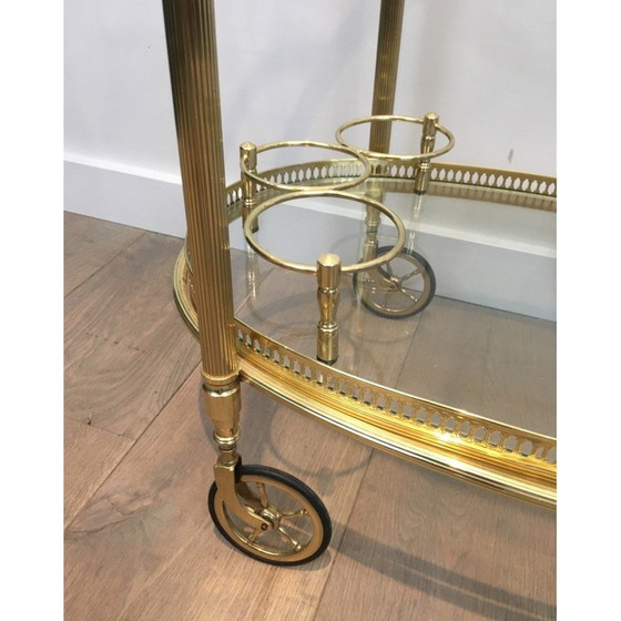 Image 1 of Vintage oval brass rolling table by Maison Baguès, 1940