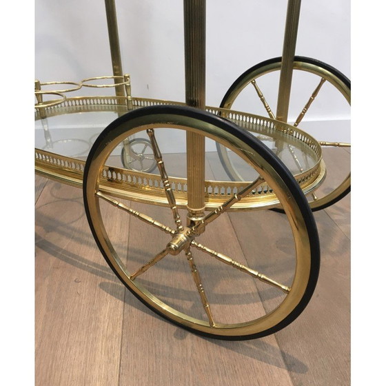 Image 1 of Vintage oval brass rolling table by Maison Baguès, 1940