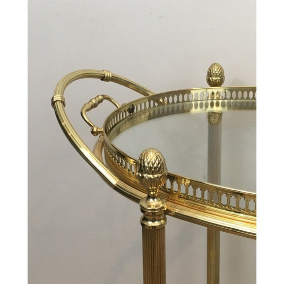 Image 1 of Vintage oval brass rolling table by Maison Baguès, 1940